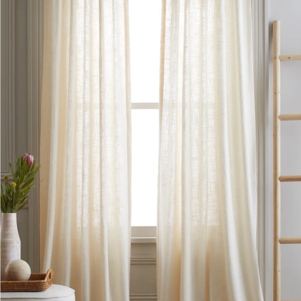 Quince Cream Linen-Look Sheer Curtains